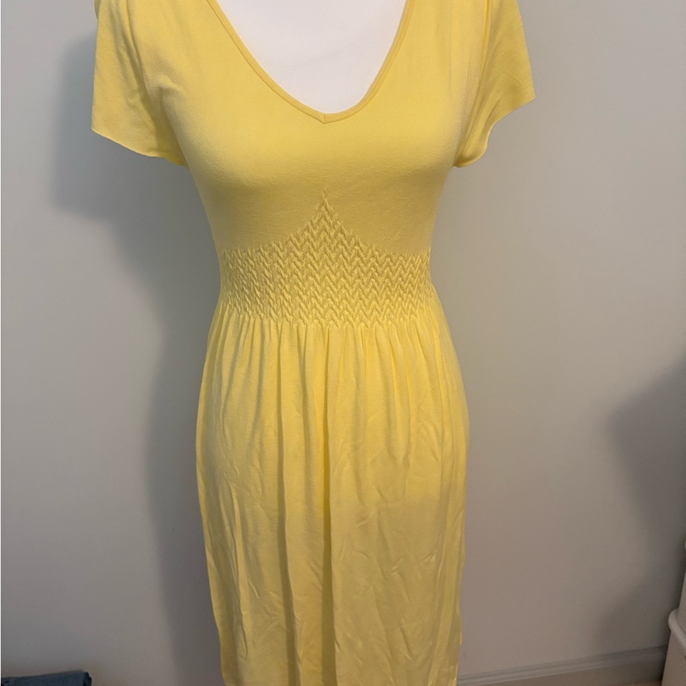Yellow V-Neck Women's Dress